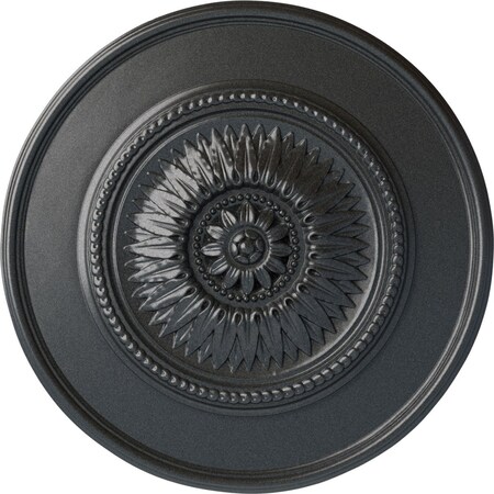 Ekena Millwork Floral Ceiling Medallion, Hand-Painted Pewter, 23 1/2"OD x 2 3/4"P CM23FLPES